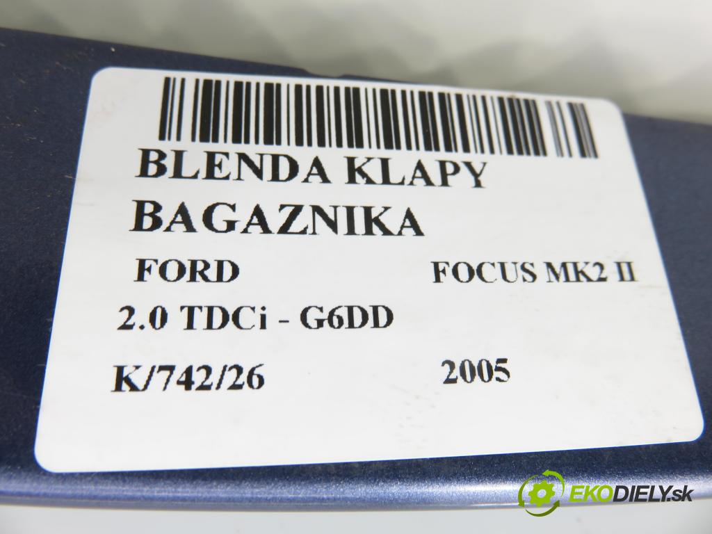 FORD FOCUS II (DA_, HCP) HB 2005 100,00 2.0 TDCi - G6DD 1997,00 zadní část - čelo dveří kufr 4M51A43404AF