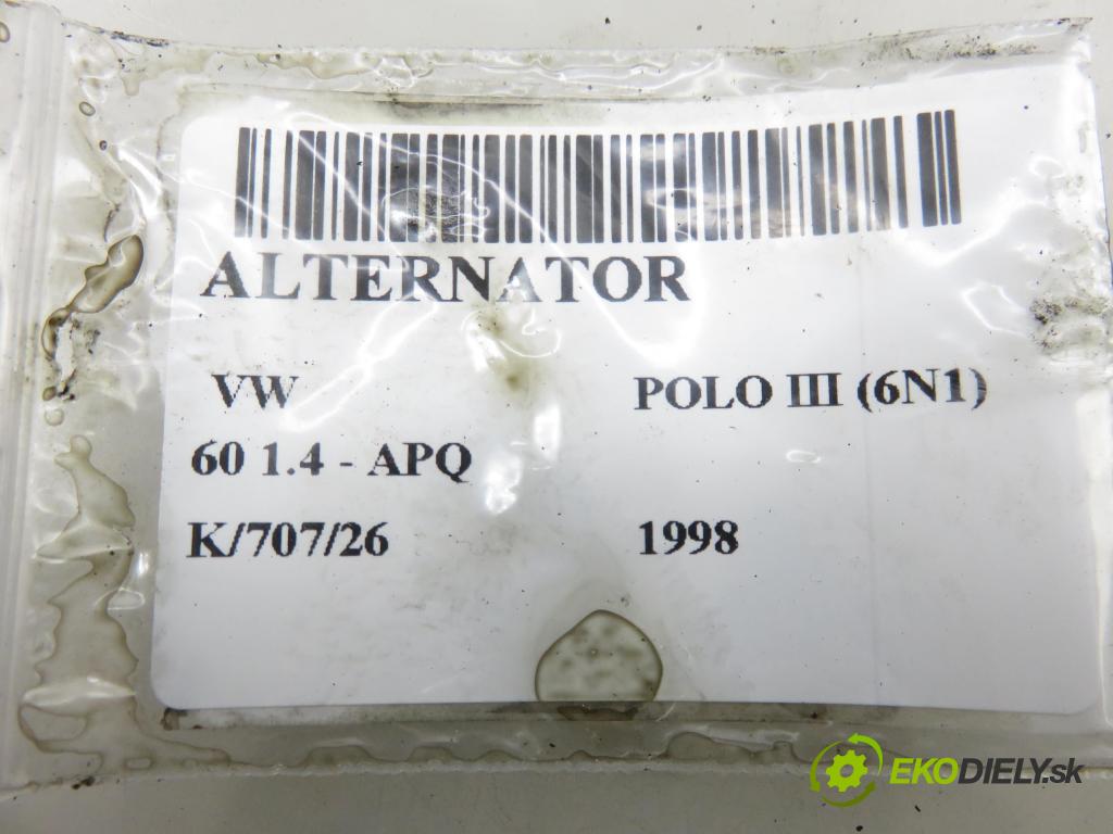 VW POLO (6N1) HB 1998 44,00 1.4 60 1390,00 Alternátor 030903023E ; 2541821C (Alternátor)