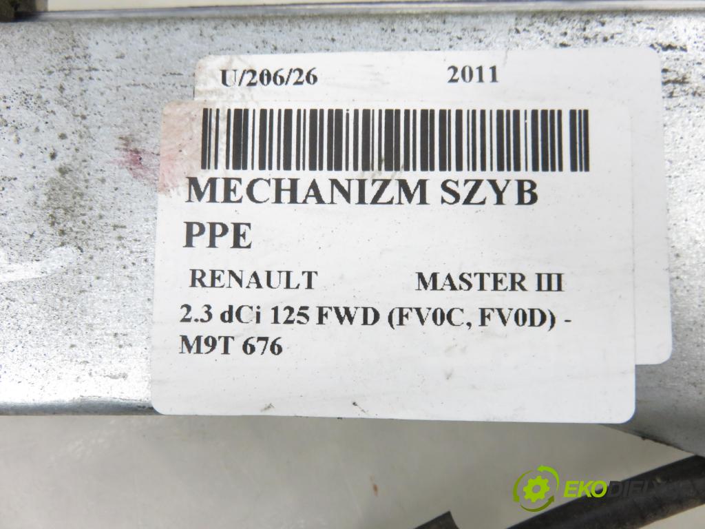 RENAULT MASTER III Skrzynia (FV) FURGON 2011 92,00 2.3 dCi 125 FWD (FV0C, FV0D) - M9T 676 2298,00 mechanismus oken PPE 807200008R ; 128001031
