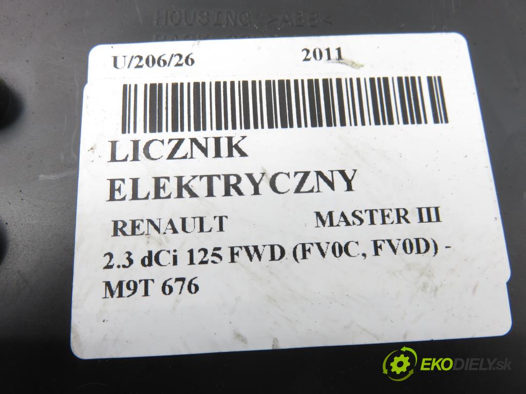 RENAULT MASTER III Skrzynia (FV) FURGON 2011 92,00 2.3 dCi 125 FWD (FV0C, FV0D) - M9T 676 2298,00 prístrojovka elektrický P248107584R
