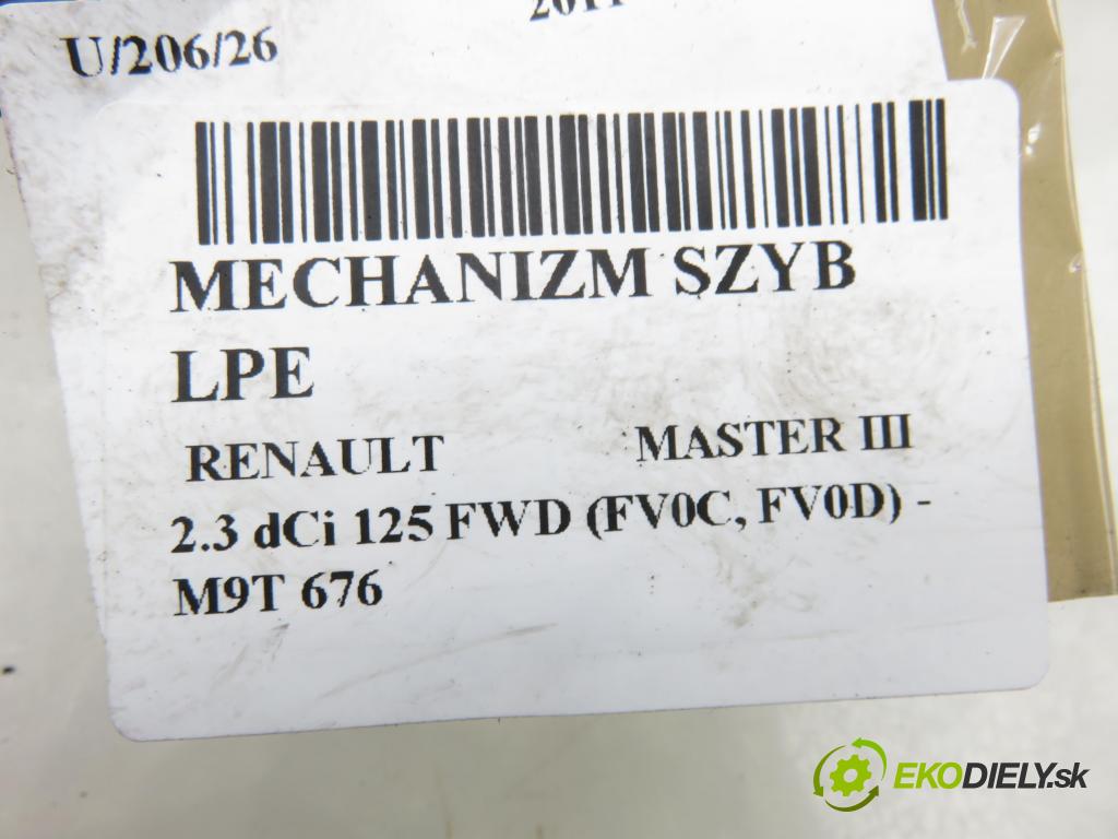 RENAULT MASTER III Skrzynia (FV) FURGON 2011 92,00 2.3 dCi 125 FWD (FV0C, FV0D) - M9T 676 2298,00 mechanismus oken 807210008R ; 128001032