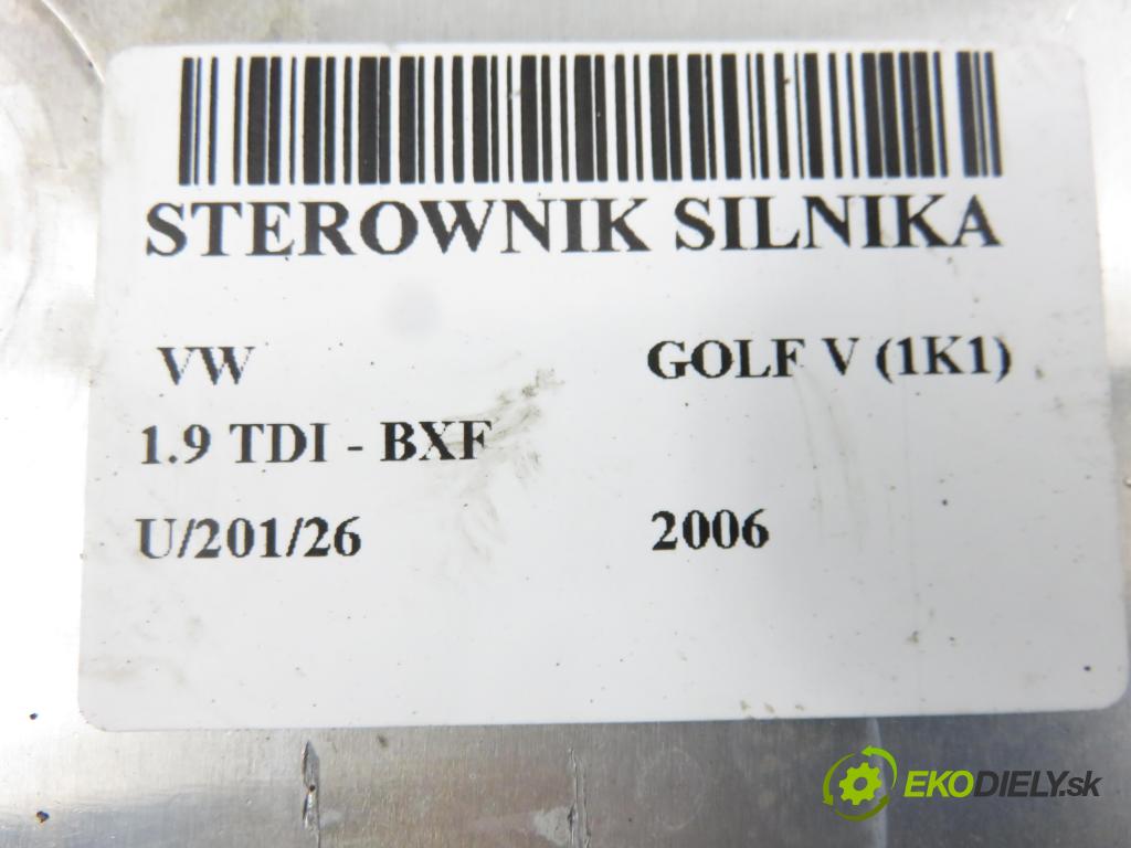 VW GOLF V (1K1) HB 2006 66,00 1.9 TDI - BXF 1896,00 řídící jednotka motora 03G906021KG ; 0281013200