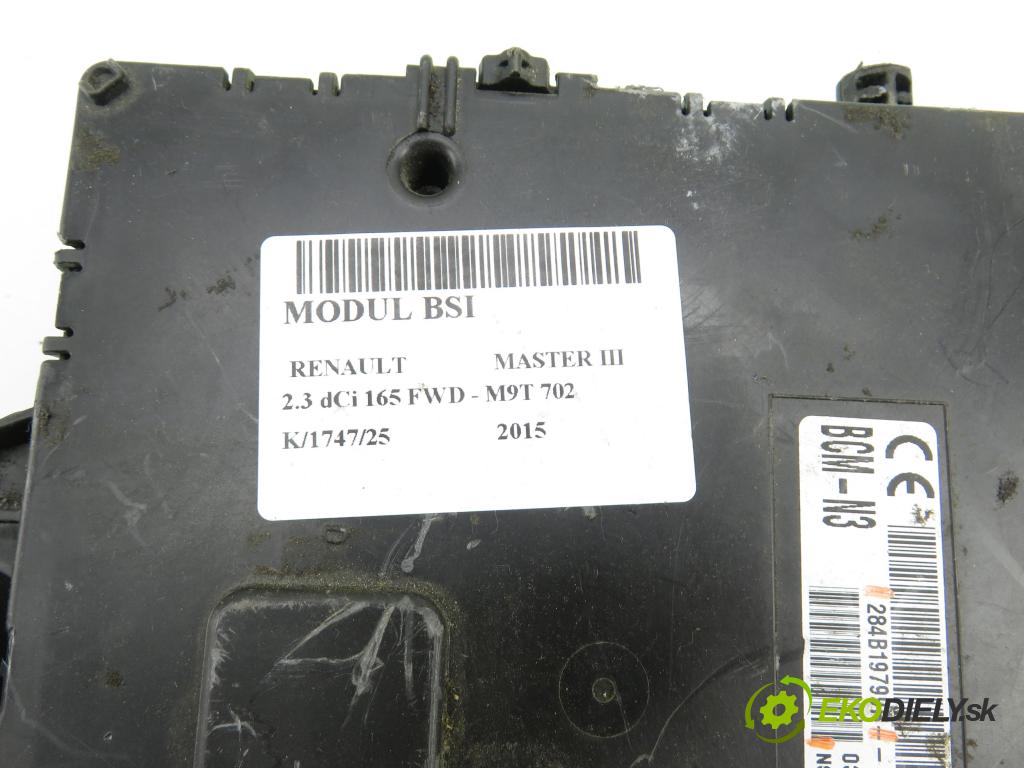 RENAULT MASTER III Platforma / podwozie (EV, HV, UV) KABINA/PLATFORMA 2015 120,00 2.3 dCi 165 FWD - M9T 702 2298,00 MODUL BSI 284B19799R ; NS10791416