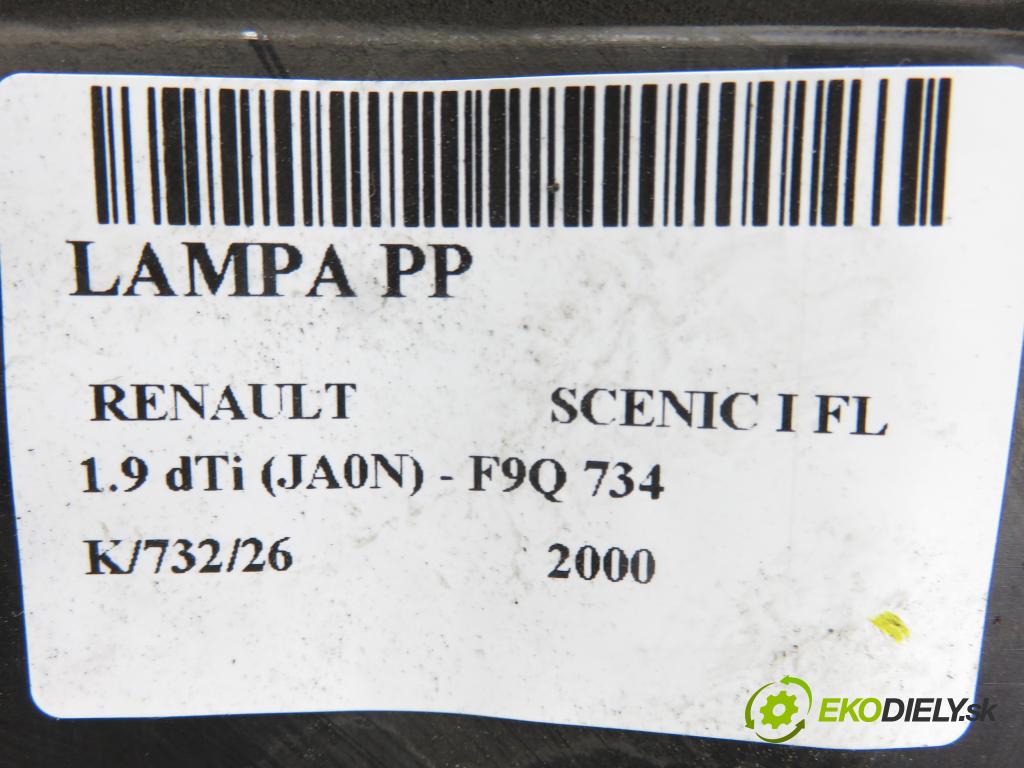 RENAULT SCENIC I (JA0/1_) MINIVAN 2000 72,00 1.9 dTi (JA0N) - F9Q 734 1870,00 Svetlo PP 7700432097 ; 7701047600