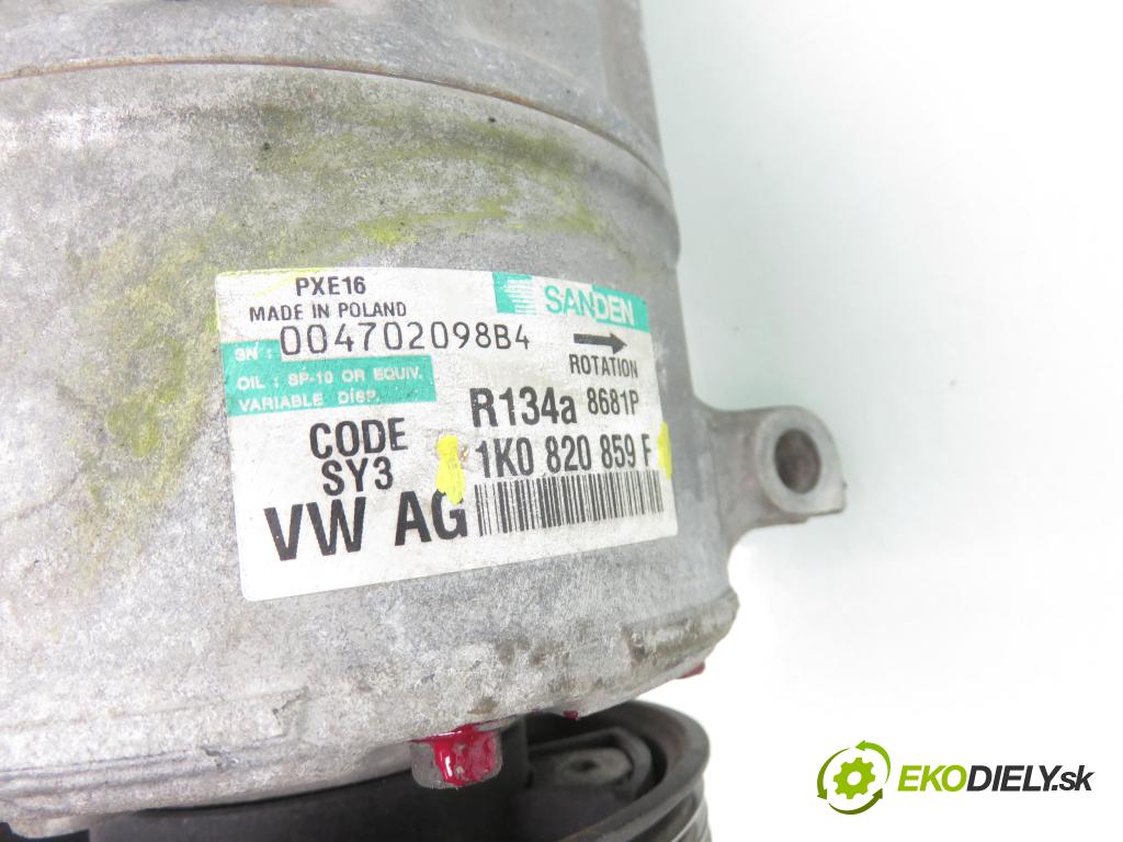 VW GOLF V (1K1) HB 2006 66,00 1.9 TDI - BXF 1896,00 KOMPRESOR: klimatizace 1K0820859F (Kompresor klimatizace)