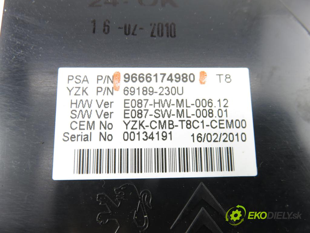 PEUGEOT 5008 (0U_, 0E_) MINIVAN 2010 110,00 2.0 HDi 150 / BlueHDi 150 - RHE (DW10CTED4) 1997,00 prístrojovka elektrický 9666174980