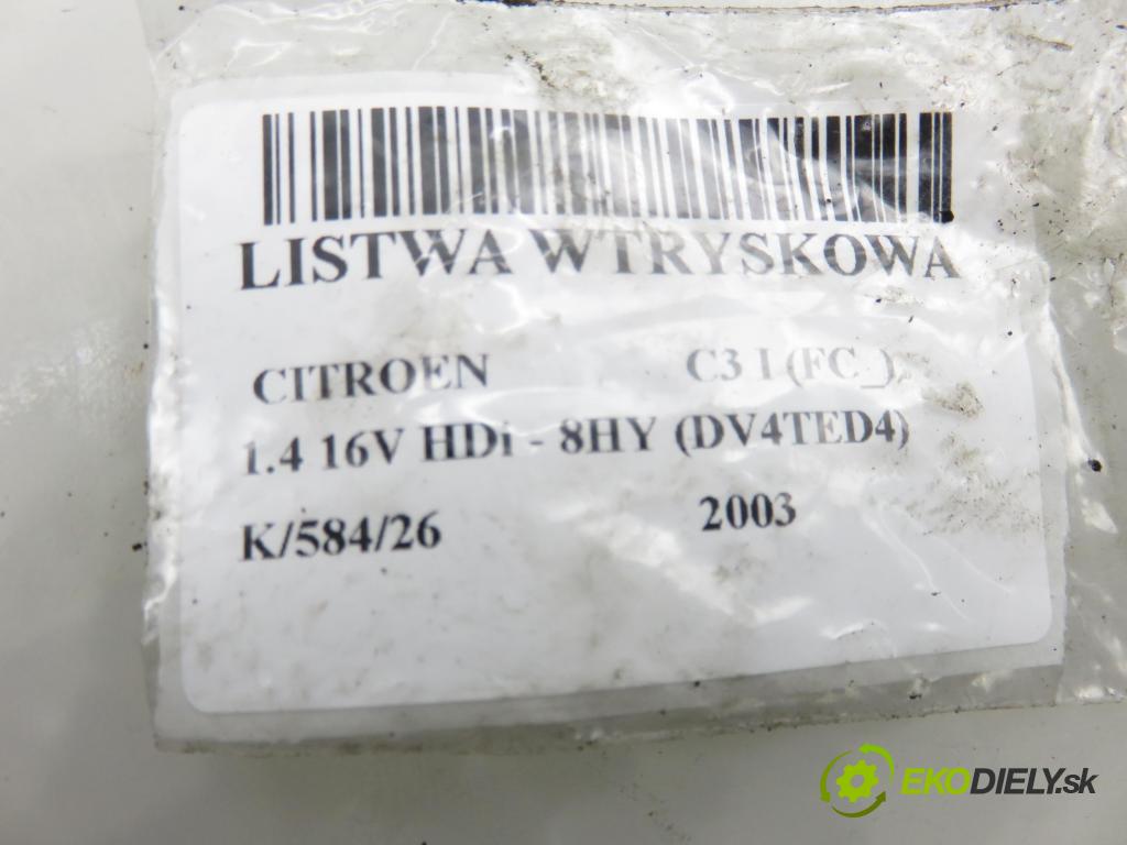 CITROEN C3 I (FC_) HB 2003 66,00 1.4 16V HDi - 8HY (DV4TED4) 1398,00 lišta vstřikovací 9642095280 ; 9307Z502B (Vstřikovací lišta)