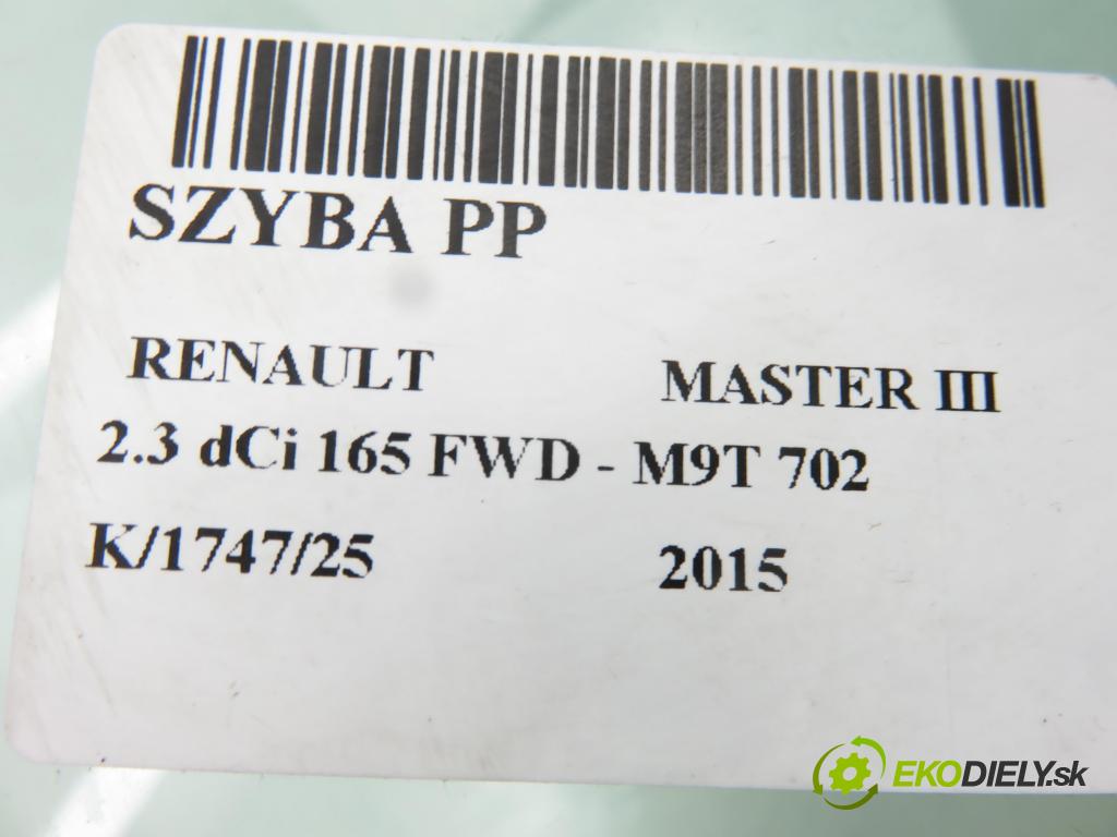 RENAULT MASTER III Platforma / podwozie (EV, HV, UV) KABINA/PLATFORMA 2015 120,00 2.3 dCi 165 FWD - M9T 702 2298,00 okno PP