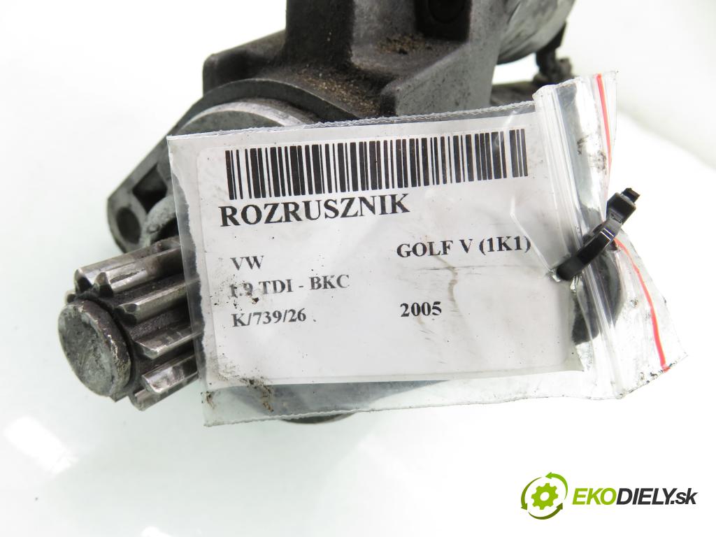 VW GOLF V (1K1) HB 2005 77,00 1.9 TDI - BKC 1896,00 Štartér 0001123016 ; 0001123017 ; 02E911023H (Štartér)