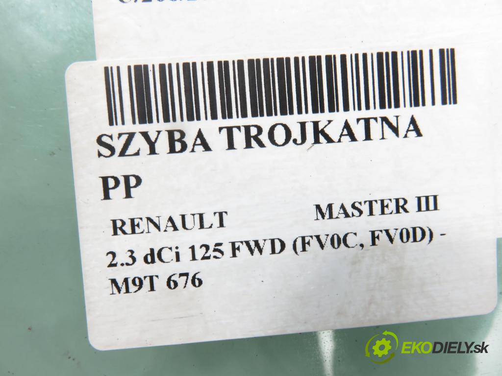 RENAULT MASTER III Skrzynia (FV) FURGON 2011 92,00 2.3 dCi 125 FWD (FV0C, FV0D) - M9T 676 2298,00 Okno TROJUHOLNÍKÝ PP