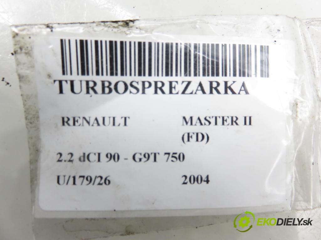 RENAULT MASTER II Skrzynia (FD) FURGON 2004 66,00 2.2 dCI 90 - G9T 750 2188,00 Turbodúchadlo 8200100284 ; H100289 (Turbodúchadlo (kompletné))