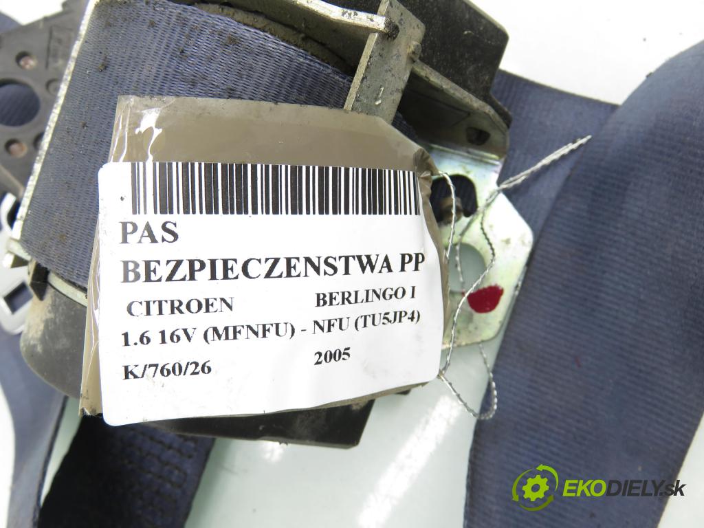CITROEN BERLINGO / BERLINGO FIRST nadwozie wielkoprzestrzenne (MPV) KOMBIVAN 2005 80,00 1.6 16V (MFNFU) - NFU (TU5JP4) 1587,00 Držiak bezpečnostný PP 96324742PH