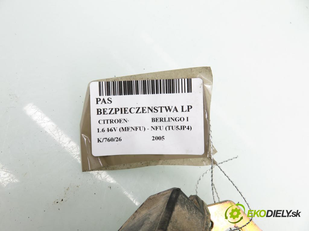 CITROEN BERLINGO / BERLINGO FIRST nadwozie wielkoprzestrzenne (MPV) KOMBIVAN 2005 80,00 1.6 16V (MFNFU) - NFU (TU5JP4) 1587,00 Držiak bezpečnostný LP