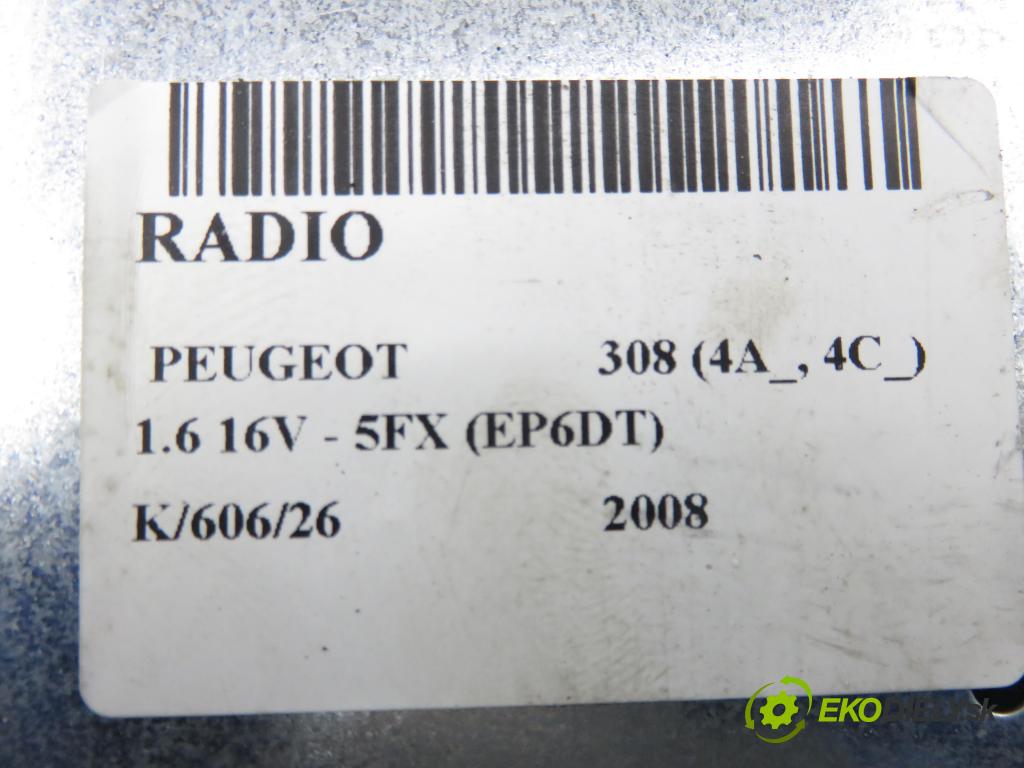 PEUGEOT 308 (4A_, 4C_) HB 2008 110,00 1.6 THP 150 - 5FX (EP6DT) 1598,00 RADIO CD 96662671XH