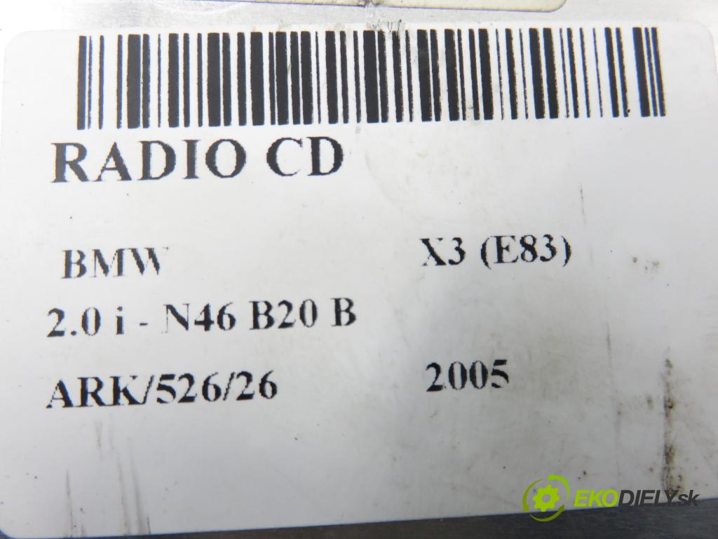 BMW X3 (E83) SUV 2005 110,00 2.0 i - N46 B20 B 1995,00 RADIO CD 6976888