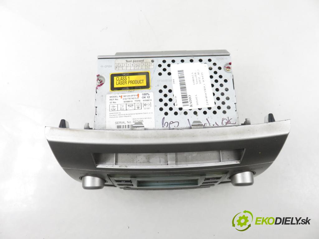 TOYOTA COROLLA Verso (ZER_, ZZE12_, R1_) VAN 2004 85,00 2.0 D-4D (CUR10_) - 1CD-FTV 1995,00 RADIO CD 861200F010