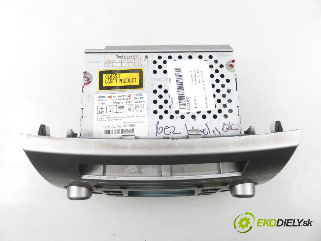 TOYOTA COROLLA Verso (ZER_, ZZE12_, R1_) VAN 2004 85,00 2.0 D-4D (CUR10_) - 1CD-FTV 1995,00 RADIO CD 861200F010