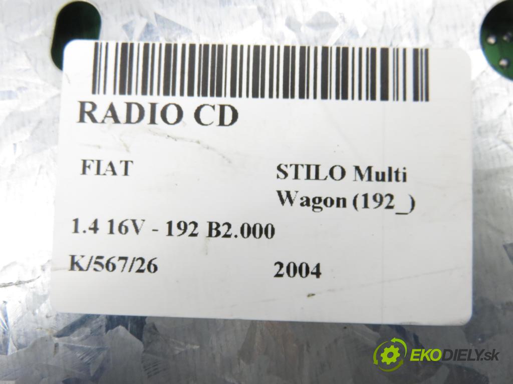 FIAT STILO Multi Wagon (192_) KOMBI 2004 66,00 1.4 16V - 192 B2.000 1368,00 RADIO CD 735374218 ; 2FCF18C838JA