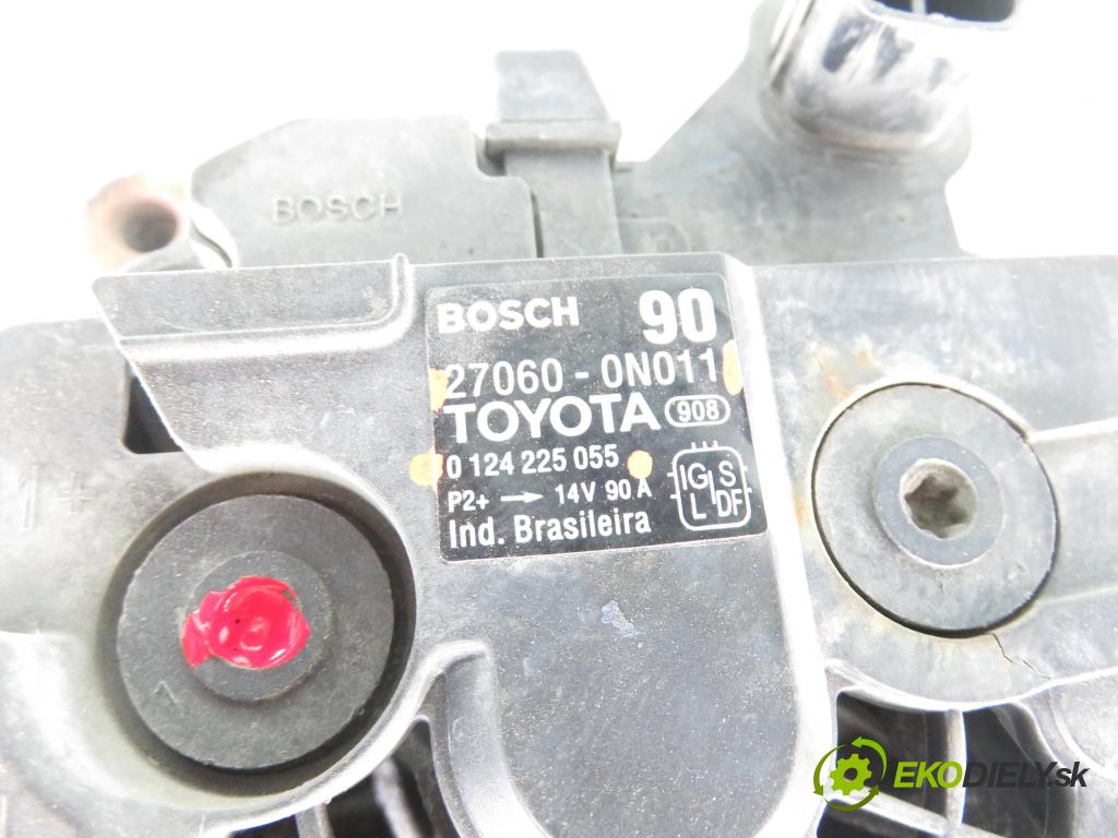 TOYOTA YARIS (_P9_) HB 2008 66,00 1.4 D-4D (NLP90_) - 1ND-TV 1364,00 Alternátor 0124225055 ; 270600N011 (Alternátor)