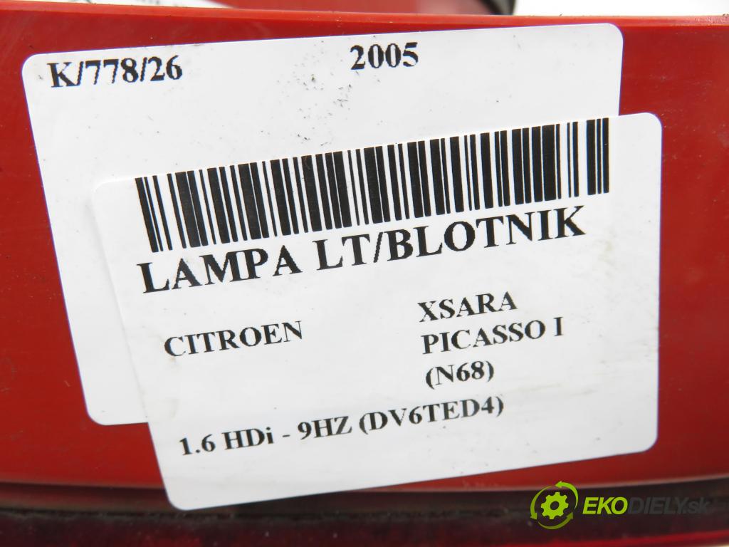 CITROEN XSARA PICASSO (N68) MINIVAN 2005 80,00 1.6 HDi - 9HZ (DV6TED4) 1560,00 Svetlo ľavé zadné 9650005880 ; 89032867