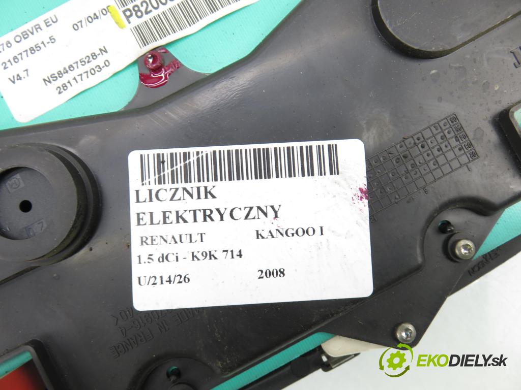 RENAULT KANGOO (KC0/1_) KOMBIVAN 2008 50,00 1.5 dCi 68 - K9K 714 1461,00 prístrojovka elektrický P8200336241F