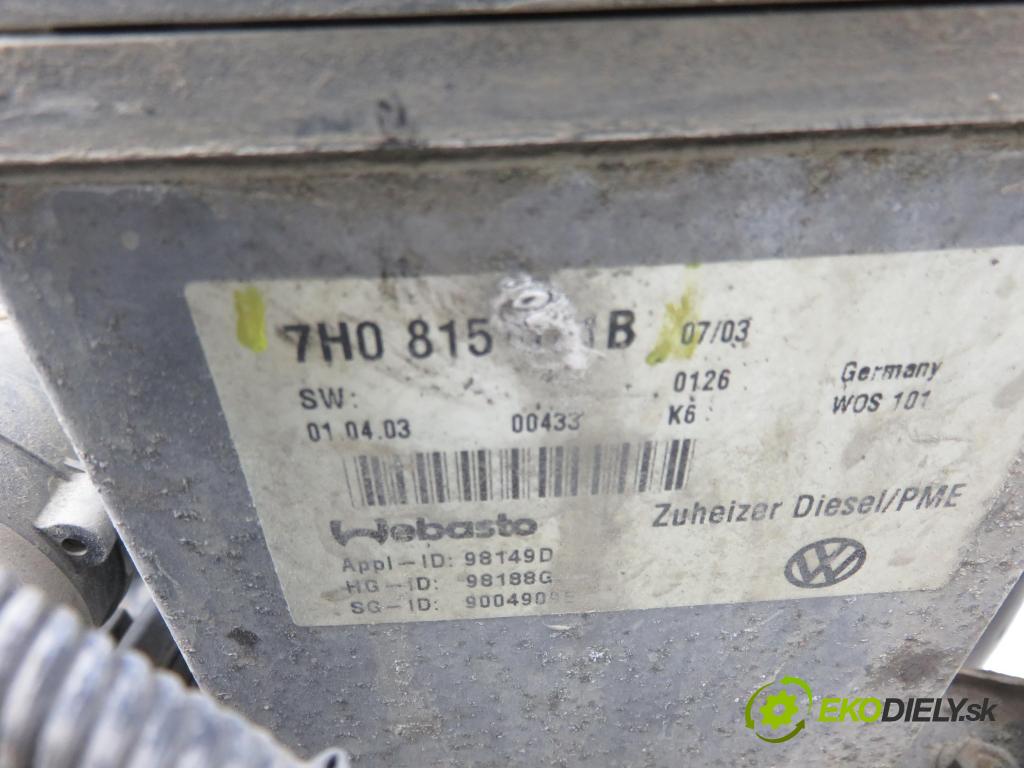 VW TRANSPORTER V Autobus (7HB, 7HJ, 7EB, 7EJ, 7EF, 7EG, 7HF, 7E BUS 2003 77,00 1.9 TDI - AXB 1896,00 Webasto 7H0815071B (Webasto (nezávislé kúrenie))