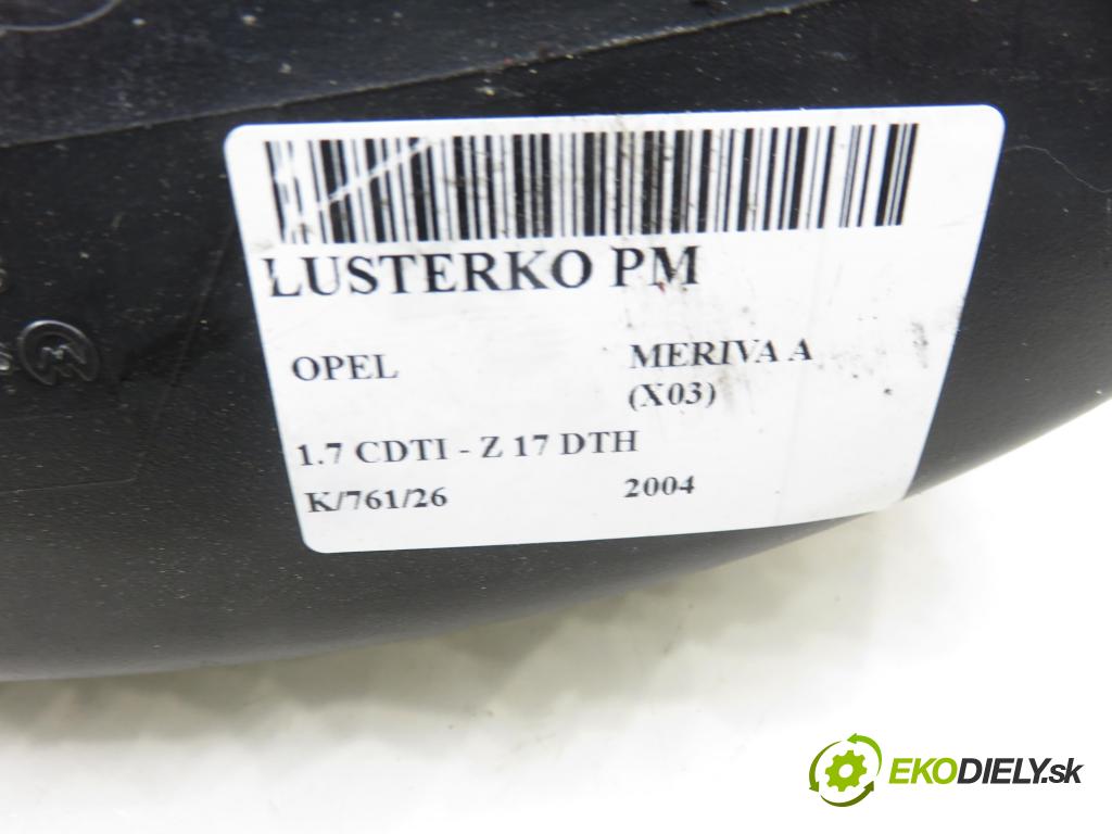 OPEL MERIVA A nadwozie wielkoprzestrzenne (MPV) (X03) HB 2004 74,00 1.7 CDTI 100 - Z 17 DTH 1686,00 zpětné zrcátko