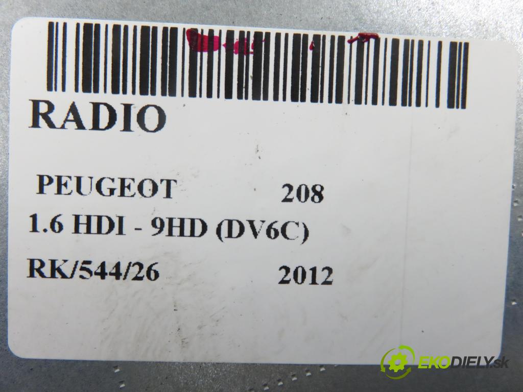 PEUGEOT 208 I (CA_, CC_) HB 2012 84,00 9HD (DV6C) 1560,00 TUNER ROZHLAS: 9801843180