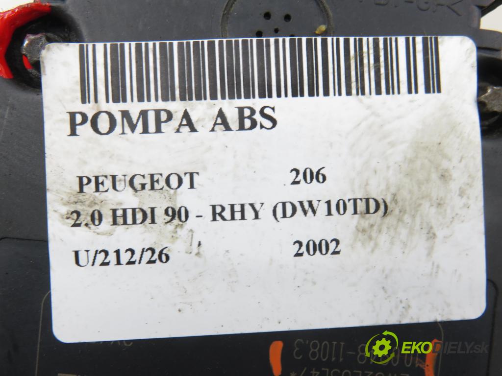 PEUGEOT 206 liftback (2A/C) HB 2002 66,00 2.0 HDI 90 - RHY 1997,00 Pumpa ABS 10094811083 ; 9632539480 ; 10020401944 (Pumpa ABS)