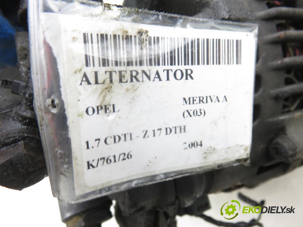 OPEL MERIVA A nadwozie wielkoprzestrzenne (MPV) (X03) HB 2004 74,00 1.7 CDTI 100 - Z 17 DTH 1686,00 Alternátor LR1100503B ; 8973551981 (Alternátor)