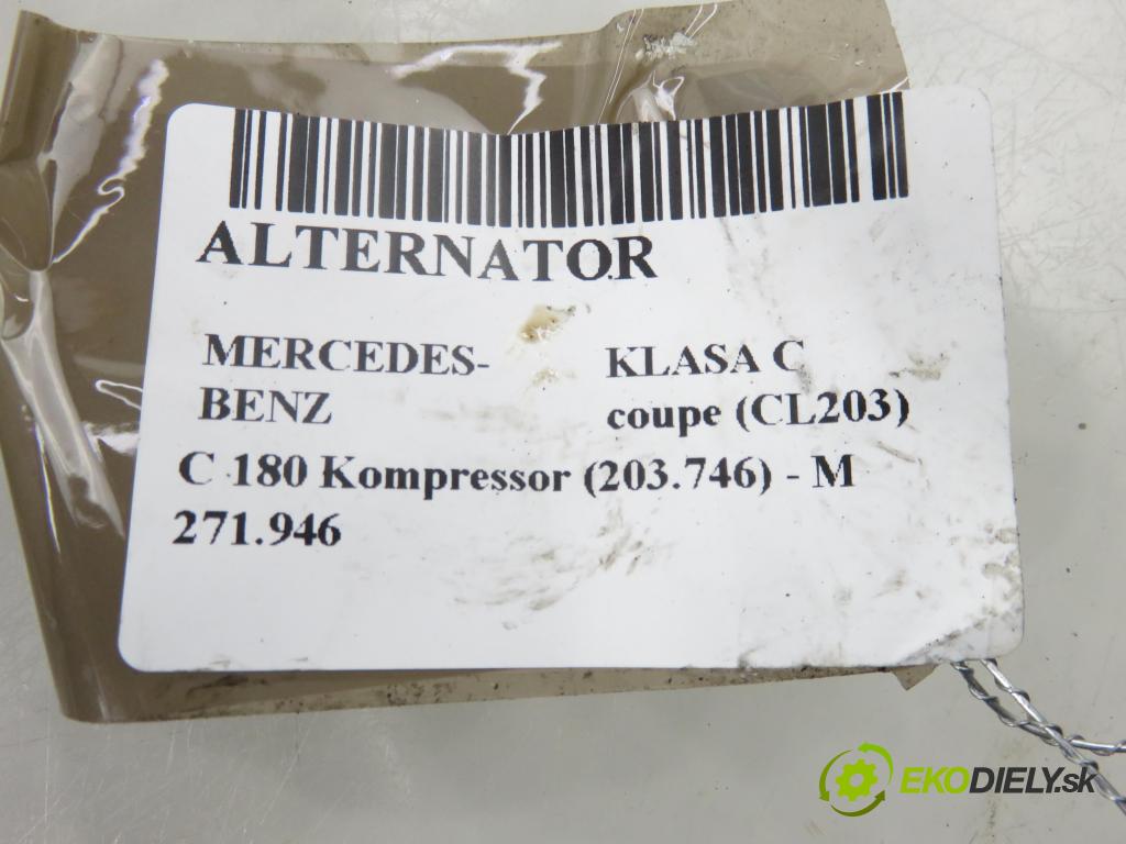 MERCEDES-BENZ KLASA C coupe (CL203) COUPE 2003 105,00 1.8 C 180 Kompressor 143 - M 271.946 1796,00 Alternátor 2711540902 (Alternátor)