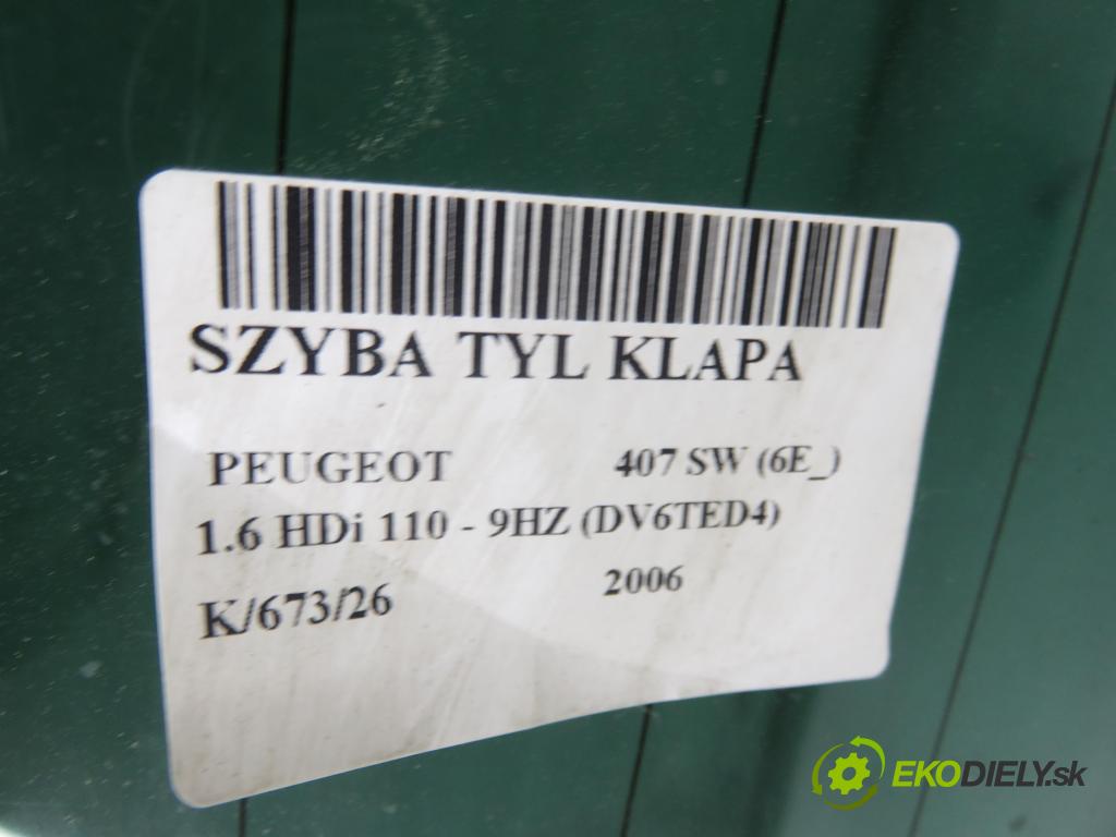PEUGEOT 407 SW (6E_) KOMBI 2006 80,00 1.6 HDi 110 - 9HZ (DV6TED4) 1560,00 Okno zadné kapota
