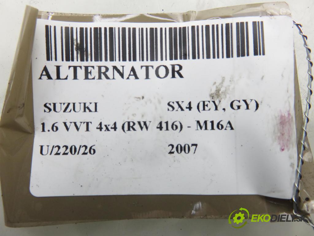 SUZUKI SX4 (EY, GY) CROSSOVER 2007 79,00 1.6 VVT 4x4 (RW 416) 107 - M16A 1586,00 Alternátor A5TB1292AE ; 314084E10 (Alternátor)