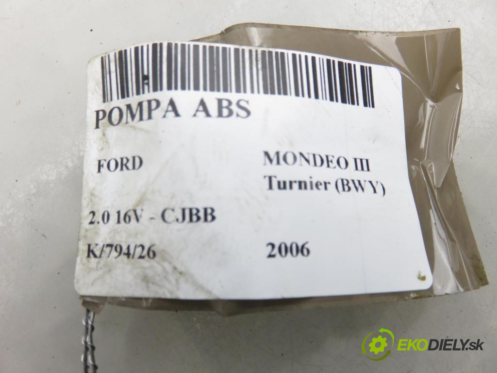 FORD MONDEO III Turnier (BWY) KOMBI 2006 107,00 2.0 16V - CJBB 1999,00 Pumpa ABS 4S712C405AA ; 0265225338 ; 0265950155 (Pumpa ABS)