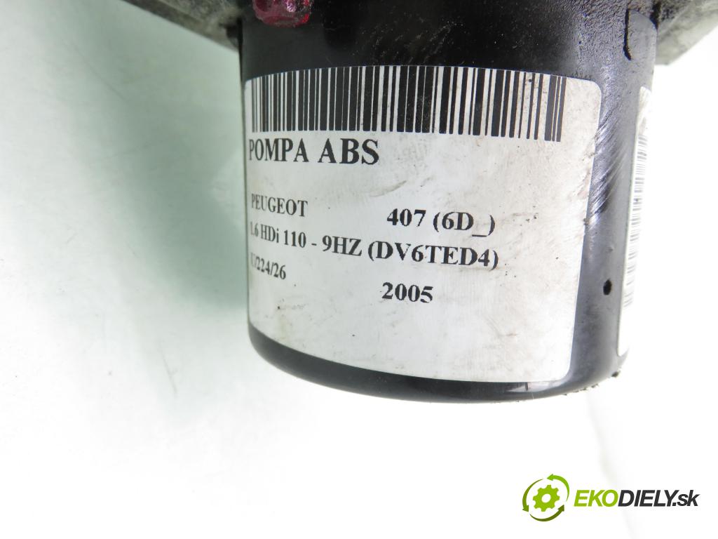 PEUGEOT 407 (6D_) SEDAN 2005 80,00 1.6 HDi 110 - 9HZ (DV6TED4) 1560,00 pumpa ABS 9658028480 ; 15710601 ; S118676001L (Pumpa ABS)