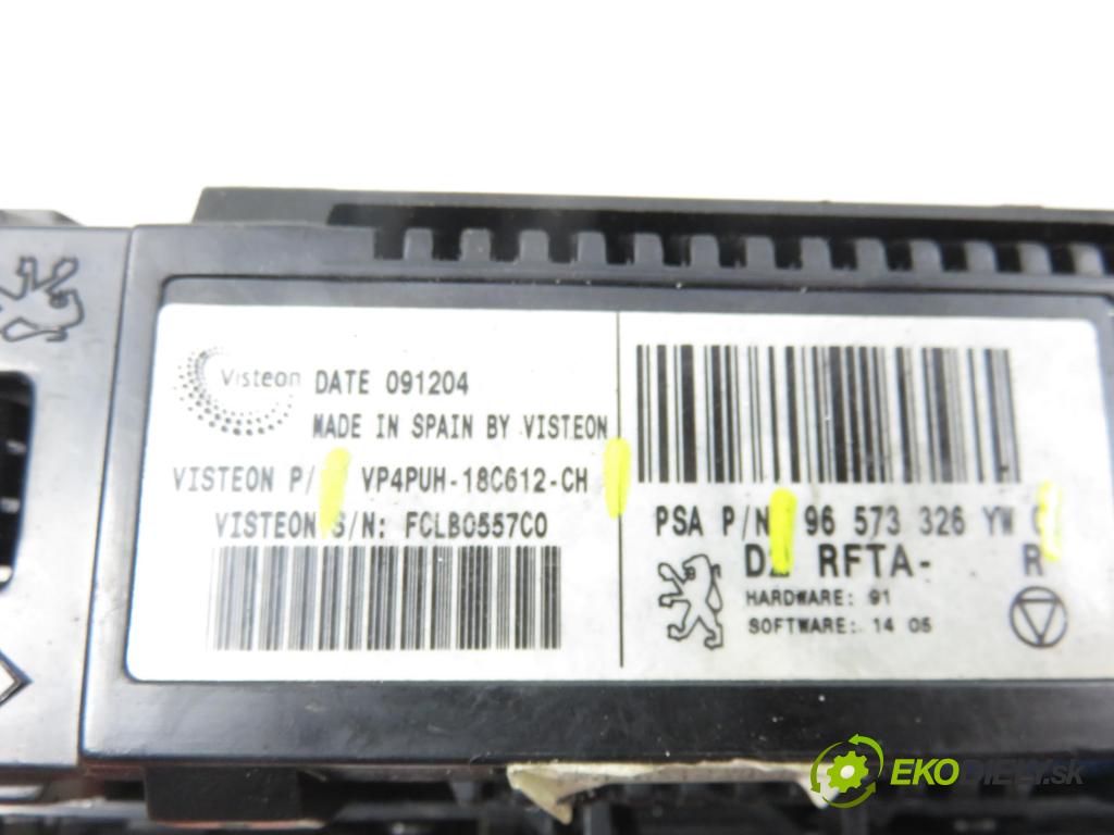 PEUGEOT 407 SW (6E_) KOMBI 2006 80,00 1.6 HDi 110 - 9HZ (DV6TED4) 1560,00 Panel kúrenia KLIMATRONIK 96573326YW ; VP4PUH18C612CH