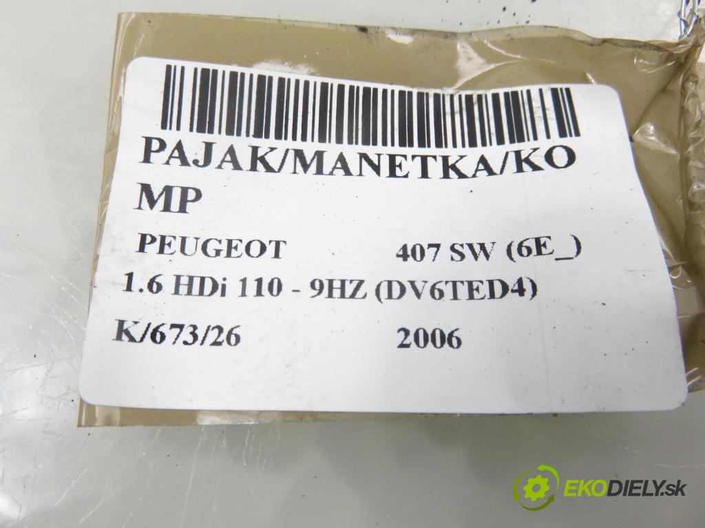 PEUGEOT 407 SW (6E_) KOMBI 2006 80,00 1.6 HDi 110 - 9HZ (DV6TED4) 1560,00 páčka/prepínač 96476537XT ; 203682