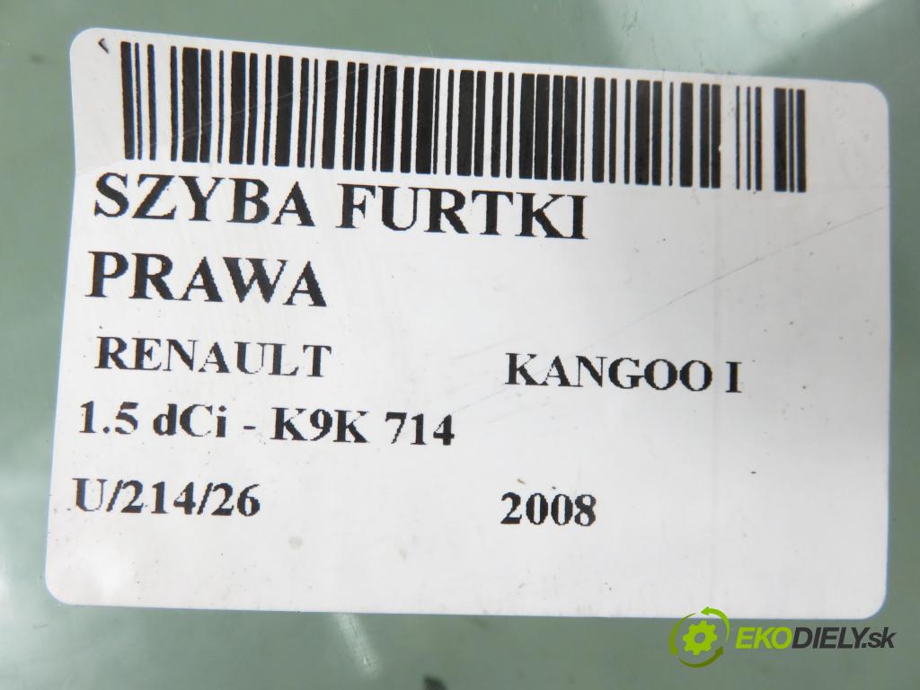 RENAULT KANGOO (KC0/1_) KOMBIVAN 2008 50,00 1.5 dCi 68 - K9K 714 1461,00 Okno dvierka pravá