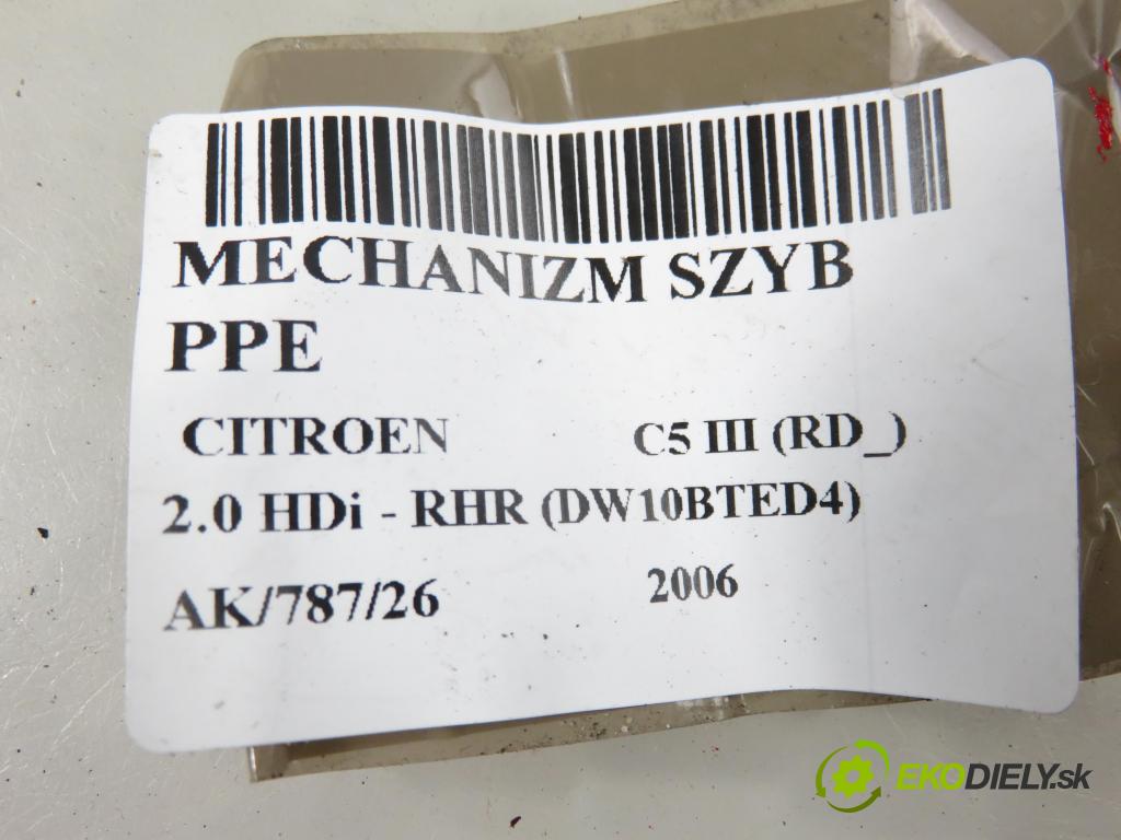 CITROEN C5 III (RD_) SEDAN 2006 100,00 2.0 HDi - RHR (DW10BTED4) 1997,00 mechanismus oken PPE 0130822445