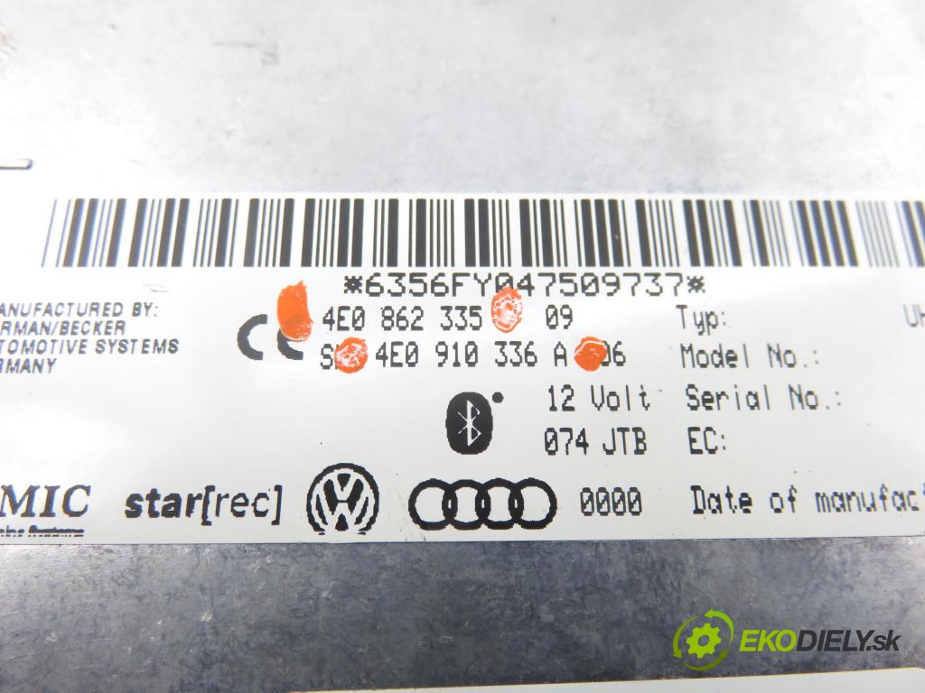 AUDI A6 (4F2, C6) SEDAN 2004 165,00 3.0 TDI quattro - BMK 2967,00 MODUL BLUETOOTH 4E0910336A ; 4E0862335