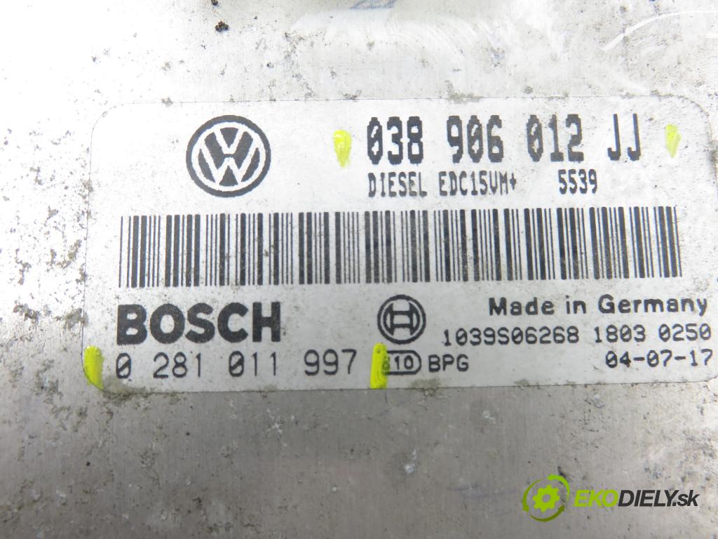 SEAT LEON (1M1) HB 2000 81,00 1.9 TDI 110 - ASV 1896,00 Riadiaca jednotka Motor 038906012JJ ; 0281011997