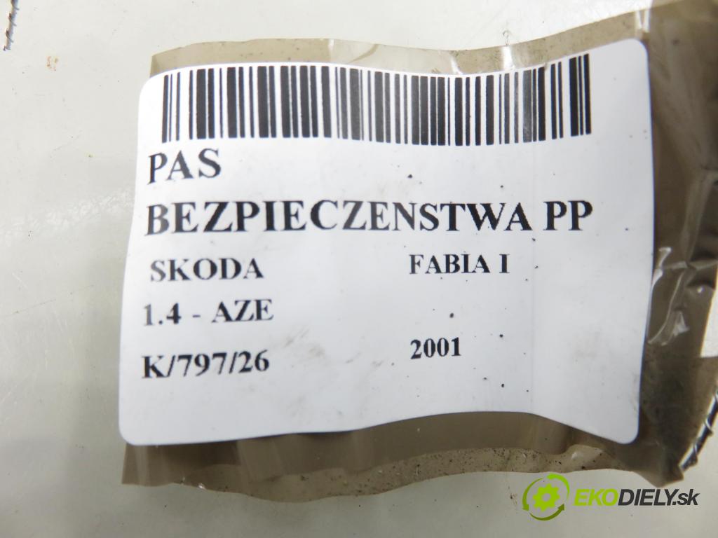 SKODA FABIA I (6Y2) HB 2001 44,00 1.4 MPi 60 - AZE 1397,00 Držiak bezpečnostný PP 6Y0857702E ; 33017328