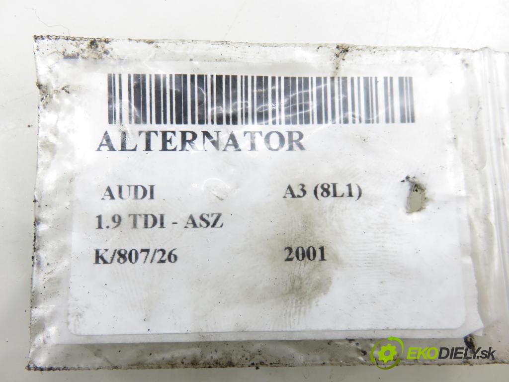 AUDI A3 (8L1) HB 2001 96,00 1.9 TDI PD 130 - ASZ 1896,00 Alternátor 0124325001 ; 038903023L (Alternátor)