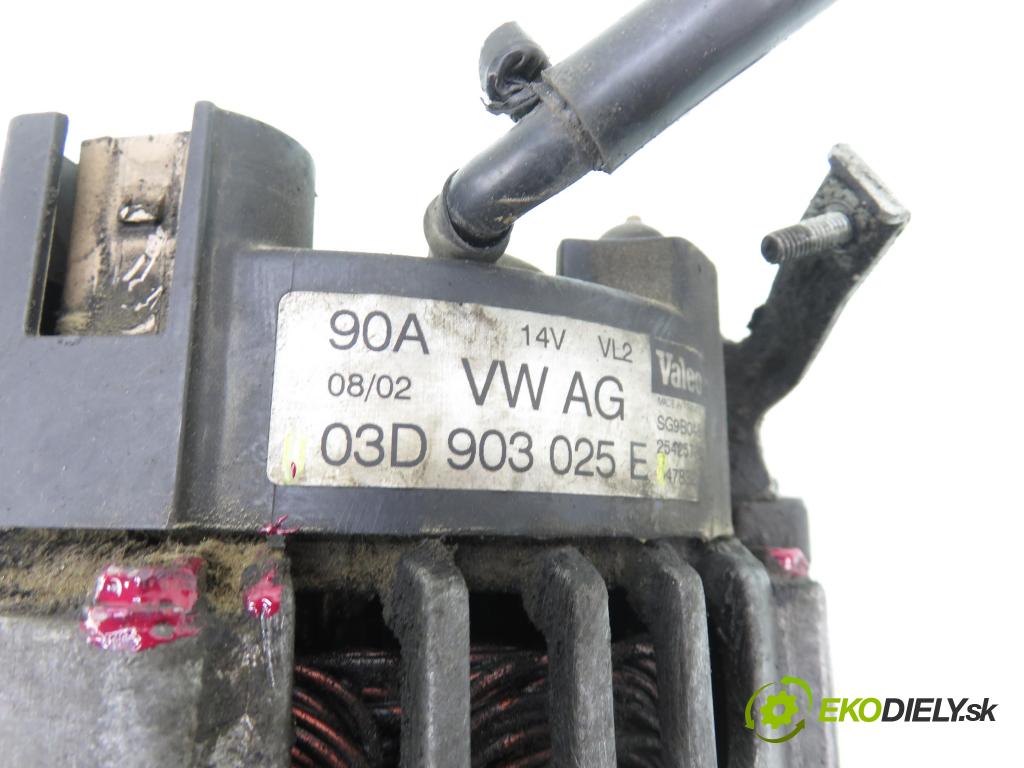 VW POLO (9N_) HB 2002 47,00 1.2 12V 64 - AZQ 1198,00 Alternátor 03D903025E (Alternátor)