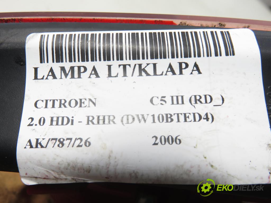 CITROEN C5 III (RD_) SEDAN 2006 100,00 2.0 HDi - RHR (DW10BTED4) 1997,00 Svetlo ľavé zadné kufor 9687583080
