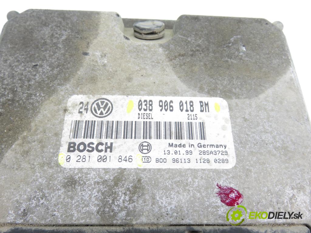 VW GOLF IV (1J1) HB 2000 66,00 1.9 TDI - ALH 1896,00 Riadiaca jednotka Motor 038906018BM ; 0281001846