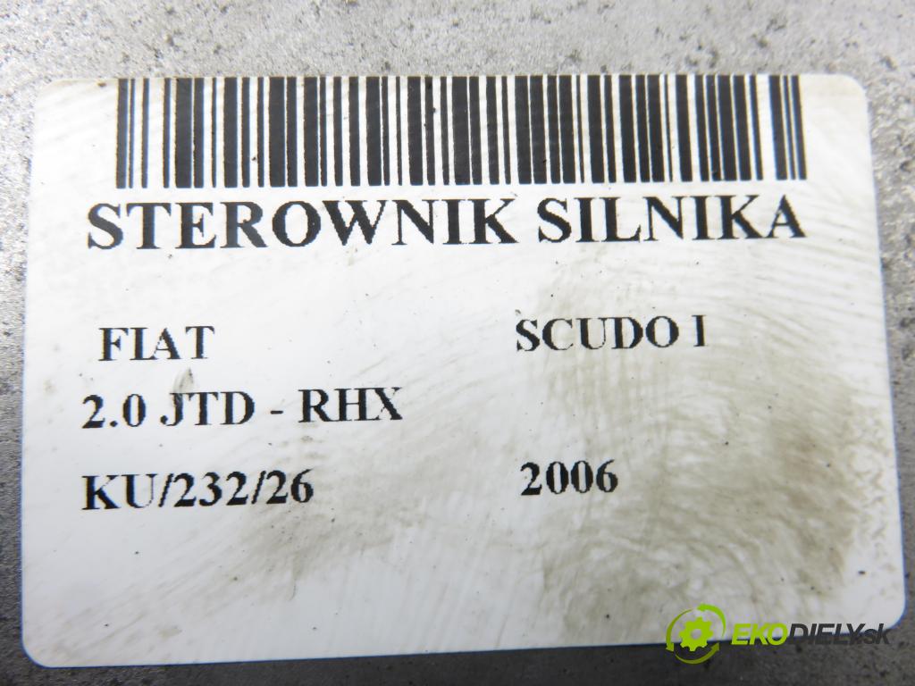 FIAT SCUDO Skrzynia (220_) FURGON 2006 69,00 2.0 JTD - RHX 1997,00 Riadiaca jednotka Motor 0281011342 ; 9659440280 ; 9640938680