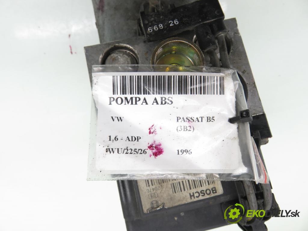 VW PASSAT B5 (3B2) SEDAN 1996 74,00 1.6 - ADP 1595,00 Pumpa ABS 0265216411 ; 0273004132 ; 8E0614111 (Pumpa ABS)