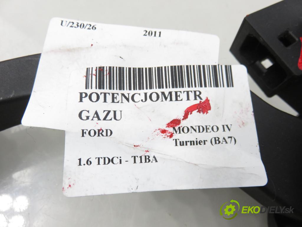 FORD MONDEO IV Turnier (BA7) KOMBI 2011 85,00 1.6 TDCi - T1BA 1560,00 Potenciometer plynu 6PV01083414 ; 6G929F836RD (Potenciometer plynového pedálu)