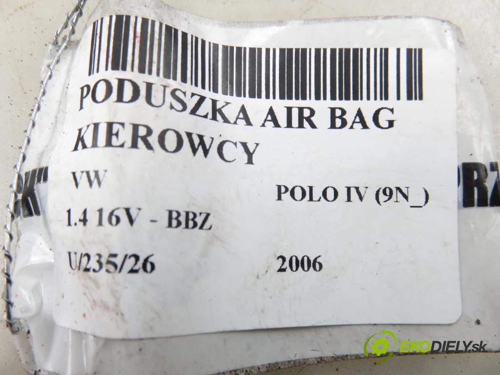 VW POLO (9N_) HB 2006 74,00 1.4 16V - BBZ 1390,00 AirBag air BAG volantu 6Q0880201Q